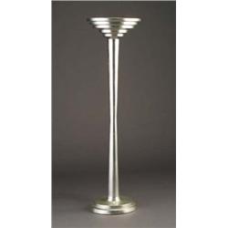Art Deco-style wooden torchere lamp with step
