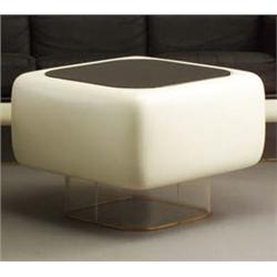 Three STEELCASE white fiberglass occasional t