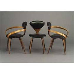 Three NORMAN CHERNER for PLYCRAFT walnut-vene