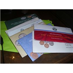 1987 to 1993 Original Mint Sets, 7 Sets total