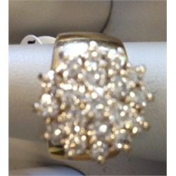 2 CT Diamond 18 Stone Cluster Ladies Ring