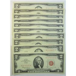 ( 10 ) $2.00 RED SEAL NOTES VF OR BETTER