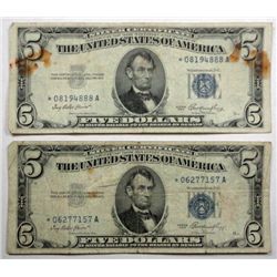 AVERAGE CIRC. CURRENCY: 1 FUNNY BACK $, 5 $1.00 STAR, 2 $5 STAR SILVER CERTIFIC