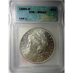 1880-O MORGAN DOLLAR ICG MS63 NICE!