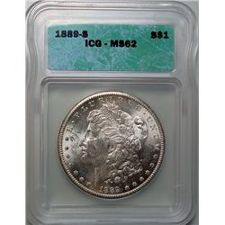 1889-S MORGAN DOLLAR ICG MS-62