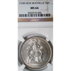 1938 NEW ROCHELLE HALF DOLLAR NGC MS66 SUPERB!