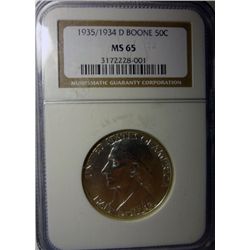1935/1934-D BOONE HALF DOLLAR NGC MS65 GEM