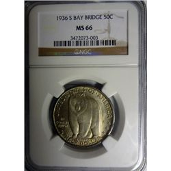 1936-S BAY BRIDGE HALF DOLLAR NGC MS66 SUPER GEM!