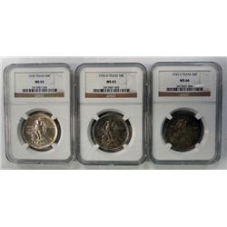 1935 PDS TEXAS HALF DOLLAR SET P & D,NGC MS65 "S" MINT IS NGC MS66, A GEM SET