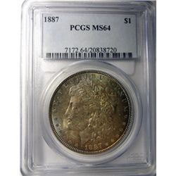 1887 MORGAN DOLLAR PCGS MS64 RAINBOW COLORS!