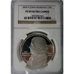 2005 P JOHN MARSHALL DOLLAR NGC PF 69 UC
