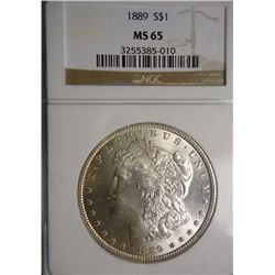 1889 MORGAN SILVER DOLLAR NGC MS65