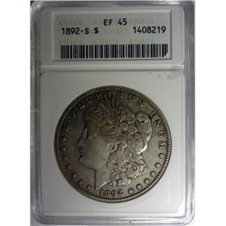 1892-S MORGAN DOLLAR ANACS XF-AU45 RARE!
