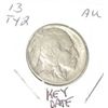 Image 1 : 1913 BUFFALO NICKEL VARIETY TYPE 2 *EXTREMELY RARE KEY DATE AU HIGH GRADE*!!