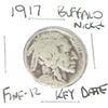 Image 1 : 1917 BUFFALO NICKEL *RARE KEY DATE FINE-12 GRADE*!!
