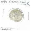 Image 1 : 1905 LIBERTY HEAD "V" NICKEL *GOOD-4 GRADE*!!
