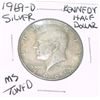 Image 1 : 1969-D SILVER KENNEDY HALF DOLLAR *RARE TONED MS HIGH GRADE - NICE COIN*!!