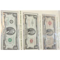 Two Dollar Notes Portfolio; 1928-D United States Note $2; Red Seal, 1953-C United States Note $2; Re