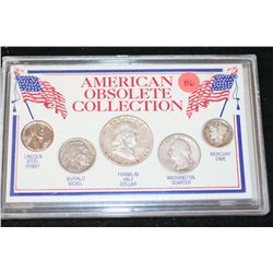 American Obsolete Collection; Lincoln Steel Penny, Buffalo Nickel, Ben Franklin Half Dollar, Washing