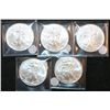 Image 1 : 2012 Silver Eagle $1; Lot of 5