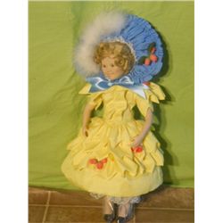 Shirley Temple Porcelain Doll In Yellow And Blue