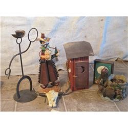 Small Decor Outhouse, Grizzly Bear Plant Pot,