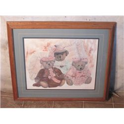 Signed And Matted Three Little Teddy Bears
