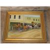 Image 1 : Gold Framed, Signed Horse Drawn Wagon