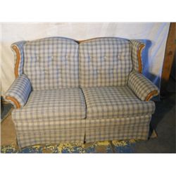 Blue And White Plaid Like Love Sofa