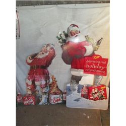 2 Coke Advertising Santa's Standing Cardboard Sign