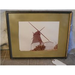 Matted Picture  And A Antique Windmill