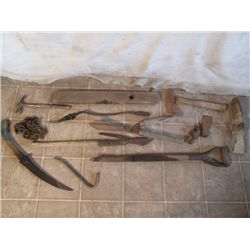 Antique Level, Hedgers, Hatchet, Loppers, Tree Saw