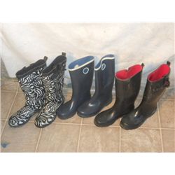 3 Pair Of Rubber Boots