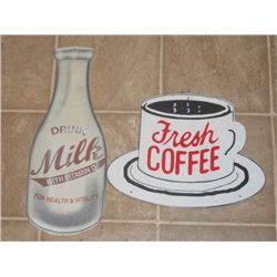 Porcelain ''fresh Coffee" Coffee Cup Sign, With