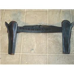 Black Cartridge Belt W/ 2 Leather Holsters