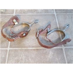 Pair Of Brown Leather Spurs