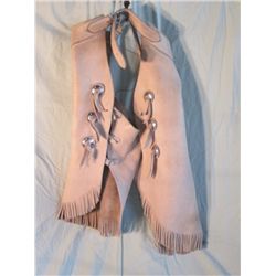 Tan Cowhide Chaps With Fringed On The Bottom