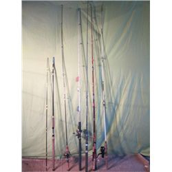 8 Fishing Poles 3 W/ Reels  One Is A Penn
