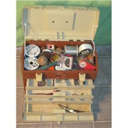 Brown 4 Tray Tackle Box W/ Misc Tacle
