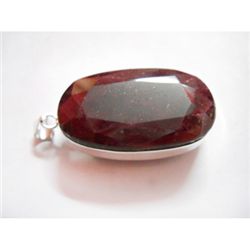 Natural 203 CTW. Ruby Oval Pendant .925 Sterling Silver