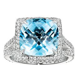 NATURAL 1.00 CTW BLUE TOPAZ RING 14K GOLD