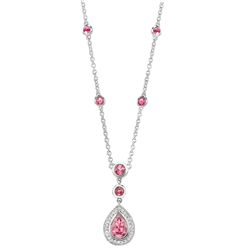 NATURAL 0.15 CTW PINK TOURMALINE NECKLACE 14K GOLD
