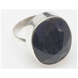 NATURAL 23.26 CTW SAPPHIRE RING .925 STERLING SILVER