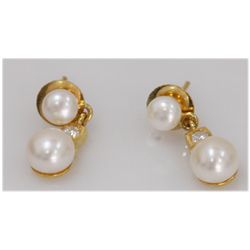 NATURAL 24.45 CTW PEARL EARRING .925 STERLING SILVER WI