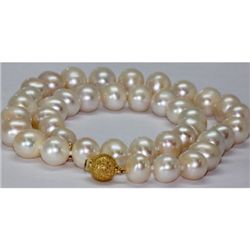 Natural 10-11mm White Freshwater Pearl Necklace 14k