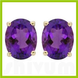 Genuine 5x7mm Oval Amethyst Stud Earrings 14kt