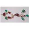 Image 1 : Natural 59.00ct Emerald/Ruby/Pearl Pendant .925 Sterlin