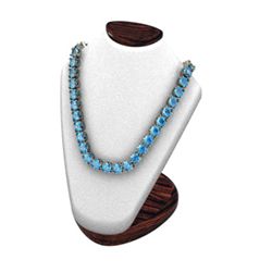 Blue Topaz 21.60 ctw Round Necklace 14kt W/Y Gold
