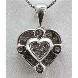 Genuine 0.44 ctw Round Cut Diamond Heart Pendant 10k