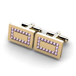 Genuine 1.44 ctw Amethyst Cufflink 14k W/Y Gold